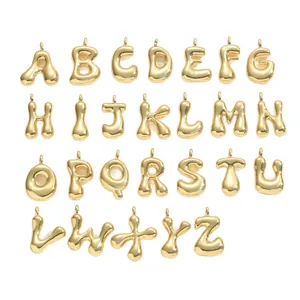Ensemble complet de 26 pendentifs alphabet 3D dorés à l'or 18 carats style ballon
