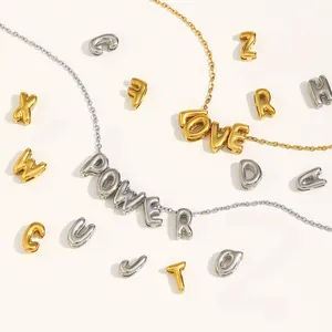 3D Bubble Anfangsbuchstabe Anhänger Edelstahl Hohl Buchstabe Charm Für DIY Schmuck Halskette Nur Anhänger Ohne Kette Damen