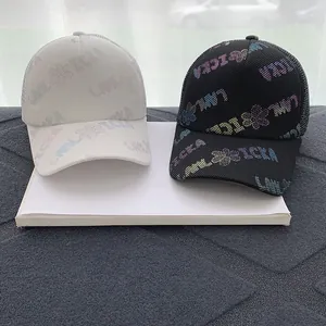 Cappello Trucker da Donna con Stampa Floreale e Lettere Berretto da Baseball in Rete Traspirante Protezione Solare Regolabile