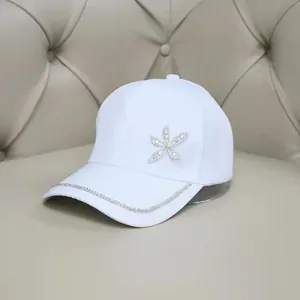 Berretto da Baseball in Poliestere con Strass a Stella Marina da Donna Regolabile Luccicante Fiore Estate Protezione Solare Cappello Casual