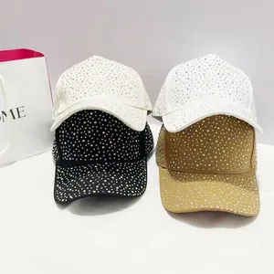 Stijlvolle honkbalpet voor dames met fonkelende strass-steentjes in drie kleuren