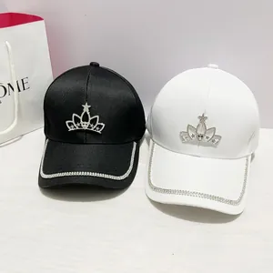 Cappellino da Baseball Donna con Corona di Strass di Lusso Regolabile in Poliestere Cappello Parasole per Esterno Viaggio Quotidiano