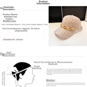 Guide des tailles pour casquette léopard en dentelle avec tour de tête réglable 55-60cm