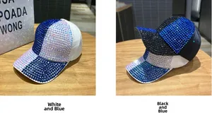 Detailansicht der glänzenden Strasssteine auf einer stylischen Baseballkappe
