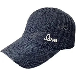 Casquette de baseball noire tricotée pour femme avec logo Love strass et mesh respirant
