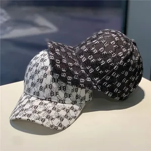 Women's Fashion BF Monogram Rhinestone Baseball Cap Denim Letter Print Bling Adjustable Sun Hat Streetwear Outdoor Hat