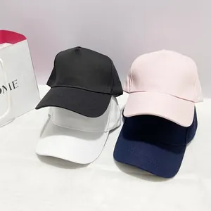 Minimalist Solid Color Cotton Baseball Cap For Men Women Adjustable Five Panel Curved Brim Sunshade Sport Hat
