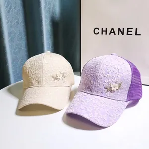 Women Elegant Lace Floral Baseball Cap With Rhinestone Star Flower Breathable Mesh Sun Protection Summer Trucker Hat For Outdoor