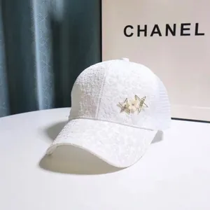 Elegant white lace baseball cap with sparkling rhinestone stars and a floral detail