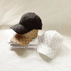 Vintage jacquard baseball cap with rhinestone R letter design for women in three colors