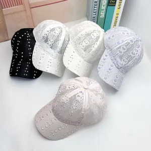 Casquette de Baseball en Dentelle avec Strass pour Femmes Respirant en Mesh Chapeau de Protection Solaire Été Voyage Réglable Multicolore