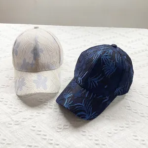 Summer floral lace baseball caps for women with breathable mesh and embroidery detail