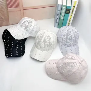 Lot de casquettes de baseball en dentelle avec strass en cinq couleurs, noir et blanc inclus