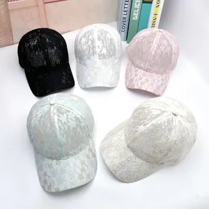 Women's Lace Baseball Cap Mesh Breathable Sun Hat Floral Embroidery Hollow Out Adjustable Outdoor Summer Fashion Hat