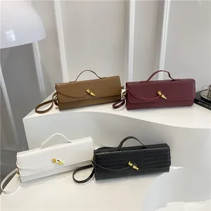 Women Croc Embossed PU Leather Crossbody Bag Vintage Flap Bag With Gold Knot Buckle Shoulder Bag Versatile Handbag