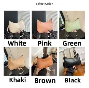 Hobo bags displayed in six colors including white, pink, green, khaki, brown, and black