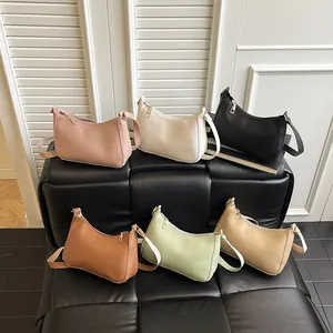Women Fashion PU Leather Shoulder Bag Minimalist Half Moon Hobo Underarm Crossbody Bag For Casual Daily Commuting Lady Purse