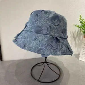 Women Denim Heart Bucket Hat Washed 3D Heart Decoration Sunshade Casual Outdoor Travel Summer Sweet Fisherman Cap