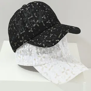 Damen Spitze Blumen Stickerei Baseballkappe Süß Aushöhlung Atmungsaktiv Sommer Sonnenschutz Verstellbar Mode Outdoor Hut