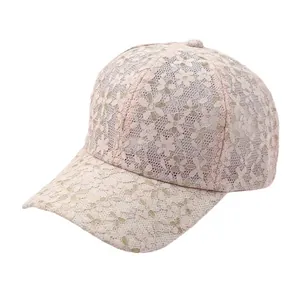 Rosa florale Spitze Baseballkappe mit atmungsaktivem Mesh-Design für Damen Mode 2024