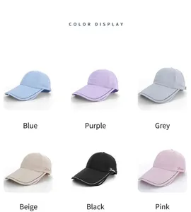 Detailed color display of outdoor sun hats with extended brims and quick-dry fabric in six shades