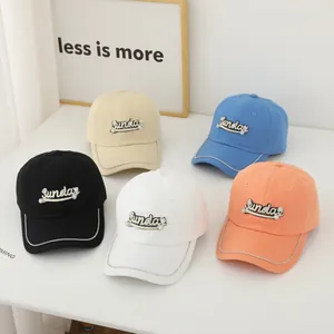 Sunday Letter Embroidery Rhinestone Baseball Cap For Women Cotton Adjustable Casual Fashion Sun Hat For Outdoor Daily