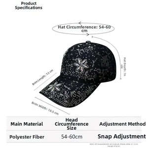 Guide des tailles de casquette en dentelle avec dimensions 54-60cm et détails polyester