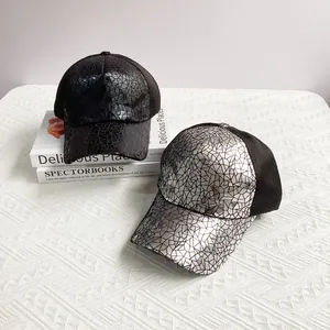 Hip hop baseball caps with silver mosaic sequins and breathable mesh panels