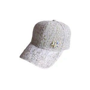 Purple lace baseball cap with rhinestone maple leaf and crystal butterfly decoration