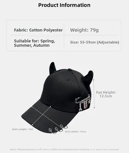 Tabella taglie dettagliata per cappellino da baseball hip-hop con corna da diavolo