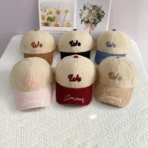 Detalles de gorras de béisbol de lana sherpa con bordado We y viseras de colores