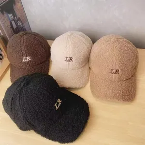 Damen Herren Lammwolle Baseballkappe Buchstabenstickerei Warm Winter Verstellbar Sherpa Fleece Lässig Sport Sonnenhut