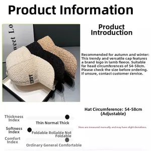 Detail of teddy fleece baseball cap showing thick texture and adjustable 54-58cm strap