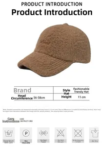 Größentabelle 56-58cm und Pflegehinweise für die braune Teddy-Fleece-Baseballkappe