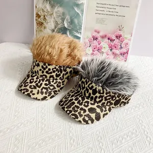 Gorra de béisbol con estampado de leopardo y pelo sintético para fiestas y estilo hip-hop