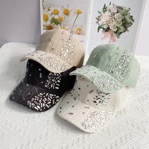 Women Fashion Rhinestone Velvet Baseball Cap Autumn Winter Warm Adjustable Peaked Hat For Outdoor Casual Luxury Sunshade