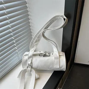 Damen Süße Schleife Deko PU Leder Schultertasche Mode Baguette Kissentasche Boston Tasche Für Alltag Büro Dating Geschenk