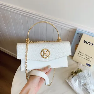 Retro PU Leather Small Square Bag For Women Woven Texture With Metal Round Handle Gold Chain Strap Crossbody Handbag Fashion Gift