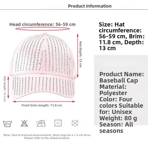 Tabella taglie dettagliata per cappello strass con circonferenza 56-59cm e profondità 13cm