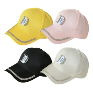 Women Fashion Rhinestone D Letter Baseball Cap Polyester Adjustable Sun Shade Hat For Outdoor Travel Bling Casual Cap
