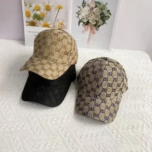 Women Fashion Rhinestone Baseball Cap Letter Monogram Cotton Blend Adjustable Sun Protection Casual Outdoor Sport Hat
