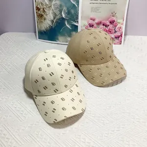 Casquettes de baseball tendance avec lettres BB en strass et motifs d'étoiles en beige et kaki