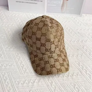 Detailed view of jacquard ZD letter pattern with sparkling rhinestones on baseball cap