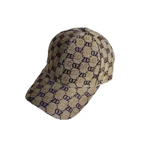 Fashionable khaki baseball cap with ZD monogram pattern and curved brim for sun protection