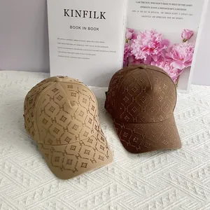 Casquettes de baseball tendance avec strass dorés et motif lettre H en marron