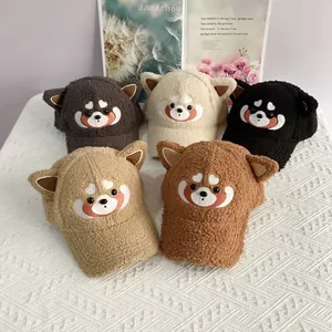 Casquette de Baseball Femme Oreilles d'animaux Koala Mignon Hiver Chaud Polaire Laine d'agneau Chapeau Snapback Réglable pour Fille