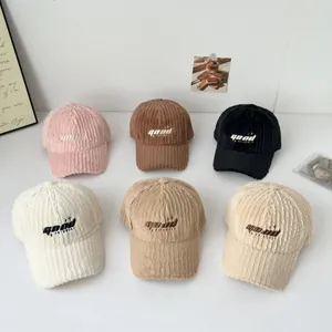 Collection of corduroy baseball caps in six colors with GOOD FRIENDLY embroidery