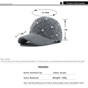Größentabelle für Strick-Baseballkappe mit Strass und Perlen inklusive Maßen