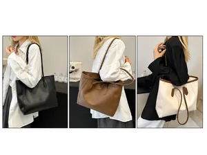 Drei elegante Tragetaschen in Schwarz, Braun und Beige in vielseitigen Tragevarianten