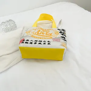 2025 Year of the Snake canvas bucket bag with Chinese calligraphy and yellow trim